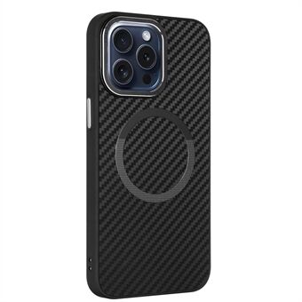 ICON For iPhone 15 Pro Max TPU+PC-etui kompatibelt med MagSafe Karbonfiber tekstur Tynn telefondeksel