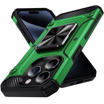 For iPhone 15 Pro Max-deksel med ringstativ PC+TPU støtsikker beskyttende telefonomslag