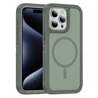 For iPhone 15 Pro Max Etui Matt TPU+PC Bakdeksel Kompatibel med MagSafe