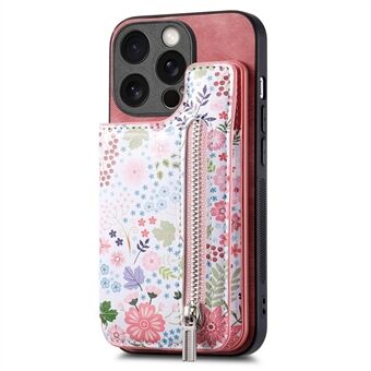 D10 For iPhone 15 Pro Max TPU+Lær Deksel Mønstret Trykket Retro Mobilbeskyttende Etui