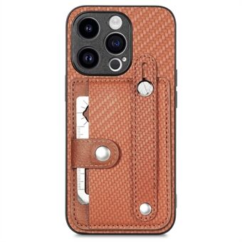 C1-01 For iPhone 15 Pro Max-etui Karbonfiber teksturert lær+TPU+PC-telefondeksel med kortlomme