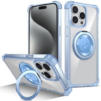 For iPhone 15 Pro Max Magnetisk Telefonveske PC+TPU Deksel med Ring Kickstand