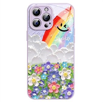 For iPhone 15 Pro Maxtynn sak Smile Rainbow-mønster TPU + herdet glass bakdeksel