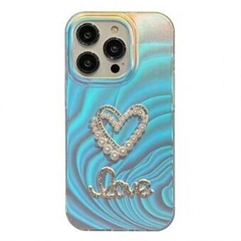 For iPhone 15 Pro Max-telefondeksel med rhinestone-dekor IMD-akryl + TPU-telefonomslag