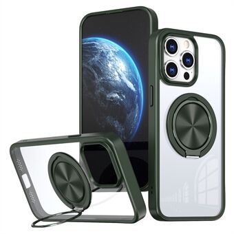 For iPhone 15 Pro Max Klar Etui Med Roterende Støtteben TPU+PC Anti-fall Telefon Deksel Magnetisk Skall.