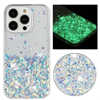 For iPhone 15 Pro Max deksler mot riper Epoxy Glitter Funklende Lysende TPU-telefonveske