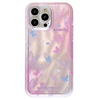 For iPhone 15 Pro Max Deksel Stilig TPU+PC Telefonomslag Fargerikt Sommerfuglmønster Design