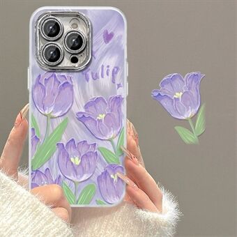 For iPhone 15 Pro Max-etui i tulipanblomster-mønstertrykk med mykt TPU-telefondeksel.