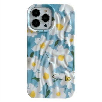 For iPhone 15 Pro Max Deksel Vannoverføringsutskrift Plissert Design Selvlysende TPU Telefondeksel