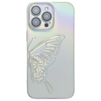 For iPhone 15 Pro Max TPU-etui med sommerfugl-design og hurtssandtelefondekning med glasslinsfilm.