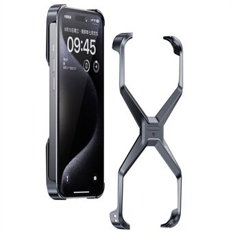 For iPhone 15 Pro Max Metalltelefondeksel med X-formet rammeløs X-formet bakdeksel