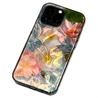 For iPhone 15 Pro Max-deksel PC + TPU Telefonbeskyttelsesveske Laser Vannbølgeblomst Mønsterdesign