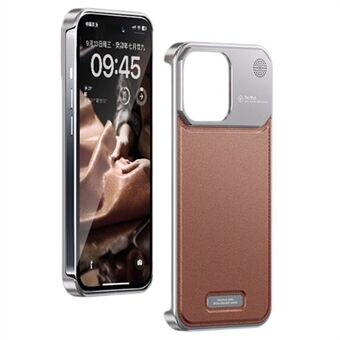 For iPhone 15 Pro Max Magnetisk Etui Aromaterapi Aluminiumslegering Skinnbakside Telefondeksel