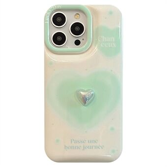 For iPhone 15 Pro Max-etui med hjerte kunstdesign og myk TPU-telefondeksel - hvitt.