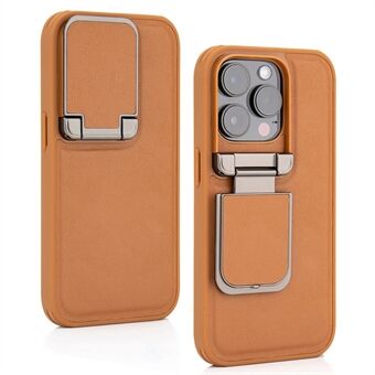 For iPhone 15 Pro Max Etui Linsedeksel Stativ PU-skinn+PC+TPU-telefondeksel