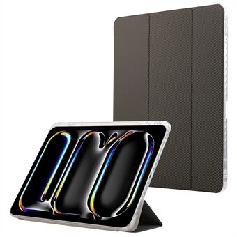 For iPad Pro 13 (2024) Tri-Fold Stå Case Karbonfiber Teksturert Lærnettbrettsdeksel