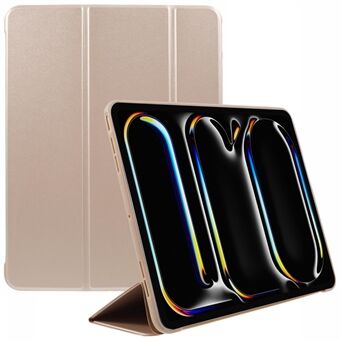 For iPad Pro 13 (2024) Etui Tri-Fold Stativ Lærnettbrettsdekselet i Honningkatalogdesign