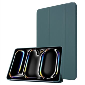 For iPad Pro 13 (2024) Etui Tri-Fold Stativ Lær+Silikon Tablet Deksel