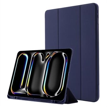 Til iPad Pro 13 (2024) Etui i skinn med hudfølelse Tri-fold stativdeksel med holder til stylus (Apple Pencil).