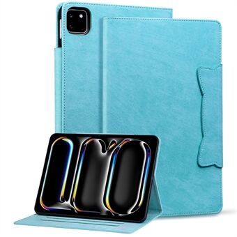 For iPad Pro 13 (2024) Etui i PU-skinn med kortlommer, tablettdeksel med magnetisk klaff i kattelignende design