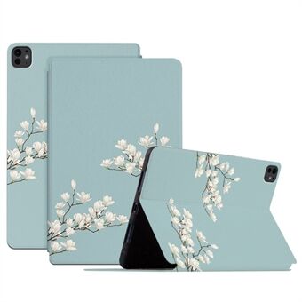 For iPad Pro 11 (2024) - Etui med blomstermønster, flip-stand, lær, smart tablettdeksel.