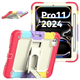 For iPad Pro 11 (2024), etui i PC+silikon for nettbrett med skulderreim.