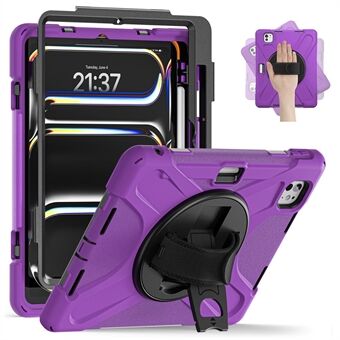 For iPad Pro 11 (2024) Etui 360 Graders Roterende Håndstropp TPU+PC+Silikon Stativ Deksel для Планшета