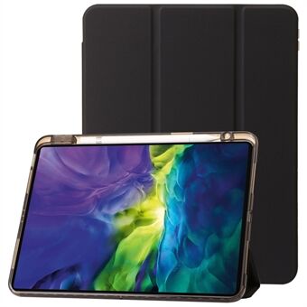 For iPad Pro 11 (2024) Deksel Klar Bakside PU Skinn Tri-Fold Stativ Omslag med Pennholder