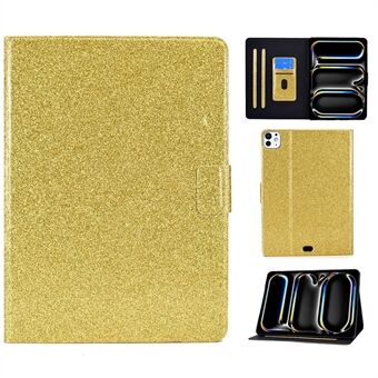 For iPad Pro 11 (2024) Glitter Sequin PU-skinn + TPU nettbrettetui med stativ og kortlommer.