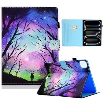 For iPad Pro 11 (2024) Etui PU Lær+TPU Nettbrettbeskyttelsesdeksel Mønstertrykk Full beskyttelsesskall