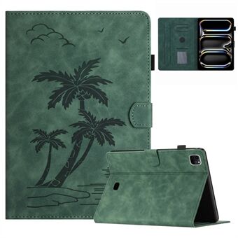 For iPad Pro 11 (2024) Etui med kortlommer PU-skinn Kokostre Smart dekke for nettbrett