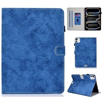 For iPad Pro 11 (2024) Etui PU Skinn Stofftekstur Stativ Beskyttende Nettbrettdeksel