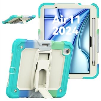 For iPad Air 11 (2024) Case PC+Silicone Kickstand Pen Slot Tablet Cover with Shoulder Strap 

For iPad Air 11 (2024) Etui PC+Silikon Støtteben Pennesporet Tablettdeksel med Skulderrem