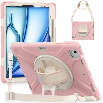 For iPad Air 11 (2024) Etui med Skulderstropp TPU+PC+Silikon Stativ Nettbrett Deksel