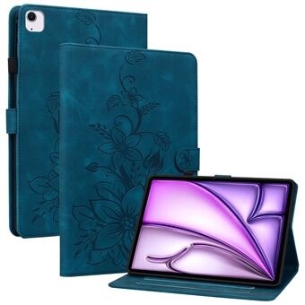 For iPad Air 11 (2024) Etui med Kortlommer Liljeblomst Skinn+TPU Full Beskyttelse Nettbrettdeksel