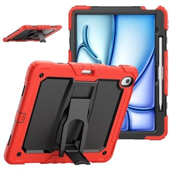 For iPad Air 13 (2024) Etui PC+Silikon Stativ Penneplass Tablettovertrekk med Skulderreim