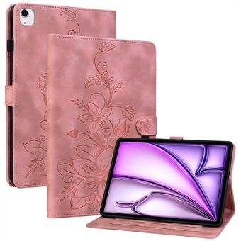 For iPad Air 13 (2024) Etui PU-skinn Kortholder Stativ Tablettdeksel Liljeblomst Design