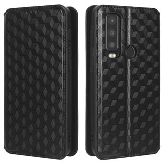 For Motorola Defy 2 5G / Cat S75 5G Rhombus Præget PU Lær Telefon Etui Lommebok Stativ Skallelokk