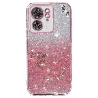 KADEM for Motorola Edge 40 5G-etui med strassdekor, glitter TPU-telefondeksel med blomstermønster