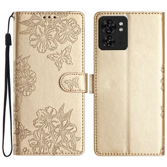 For Motorola Edge 40 5G-dekselet Sakura Butterfly Pattern Leather Wallet Anti-Fall Phone Cover.