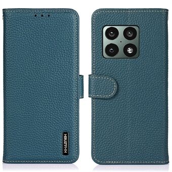 KHAZNEH Litchi Texture Magnetisk lukking Topplag Ekte Skinn Telefonveske Stand for OnePlus 10 Pro 5G