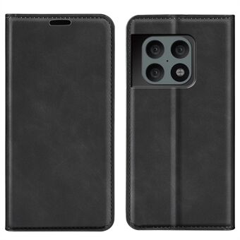 Skin-Touch PU-skinndeksel Automatisk magnetisk lukking Stand Telefonskall for OnePlus 10 Pro 5G - Svart