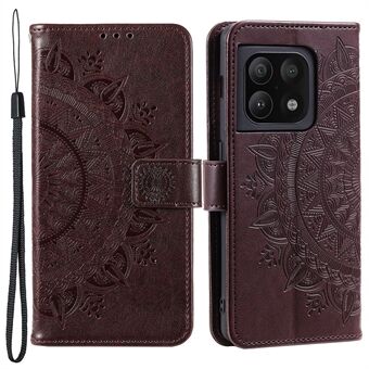 Påtrykt Mandala Flower Stand Lommebok Skinndeksel PU Skinn Full Protection Telefonveske med stropp for OnePlus 10 Pro 5G