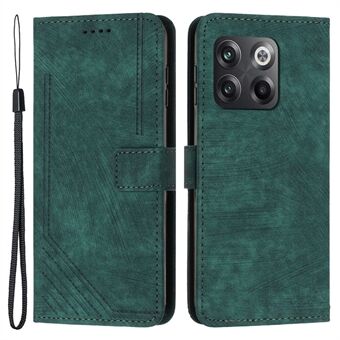 For OnePlus ACE Pro 5G / 10T 5G påtrykte linjer PU-skinn telefondeksel Flip Stand Lommebok Telefonveske med hudberøring