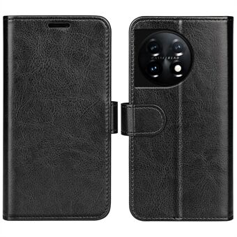 For OnePlus 11 5G Full beskyttelse Crazy Horse Texture PU-skinn Magnetisk telefonveske Stand lommebok Flip telefondeksel