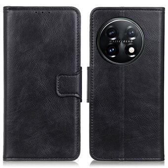 For OnePlus 11 5G Crazy Horse Tekstur Scratch telefonveske Stand PU-lær mobiltelefondeksel