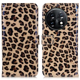 For OnePlus 11 5G leopardmønster PU- Stand i PU-skinn Folio Flip-telefondeksel