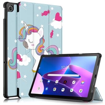 For Lenovo Tab M10 Plus (3. generasjon) / Xiaoxin Pad 2022 10.6 tommer 125FTB-128F Trifold Støtteveske Mønsterutskrift PU-lær Automatisk Våkne / Søvn Smart Deksel