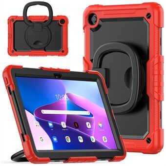 Slagfast etui til Lenovo Tab M10 Plus (3. generasjon) / Xiaoxin Pad 2022 10,6 tommer 125FU / 128FU ripesikkert nettbrett-etui i PC + silikon, støtsikkert deksel, 360-graders roterende stativetui med skulderrem.