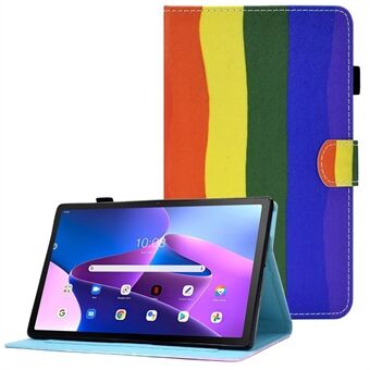 Anti-Drop beskyttelsesetui for Lenovo Tab M10 (Gen 3) TB-328FU / TB-328XU Støtsikker nettbrettekse med søm mønster Trykket lærdeksel med stativ / kortspor